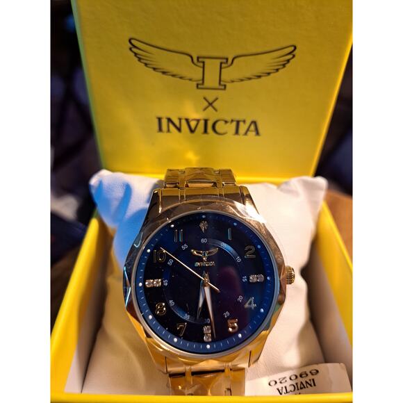 INVICTA Men's Specialty Watch 69020 Gold Tone Metal and Blue - Picture 1 of 2